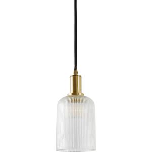 Hanglamp in messing en geribbeld glas Ø10,9 cm, Bogota LA REDOUTE INTERIEURS. Metaal materiaal. Maten één maat. Geel kleur