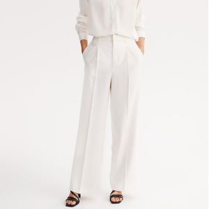 Losse broek met wijde pijpen en hoge taille ANNE WEYBURN. Polyester materiaal. Maten 50 FR - 48 EU. Beige kleur