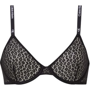 Balconnet-BH in kant CALVIN KLEIN UNDERWEAR. Polyamide materiaal. Maten 85A FR - 70A EU. Zwart kleur