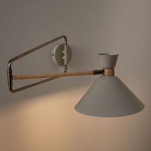 Richtbare wandlamp in metaal en rotan, Zoticus Ratan AM.PM. Metaal materiaal. Maten één maat. Beige kleur