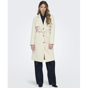 Halflange trenchcoat, strikceintuur JDY. Polyester materiaal. Maten M. Beige kleur