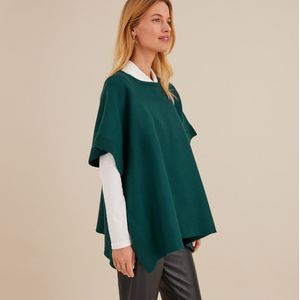 Poncho met ronde hals in milano tricot ANNE WEYBURN. Viscose materiaal. Maten 34/36 FR - 32/34 EU. Groen kleur