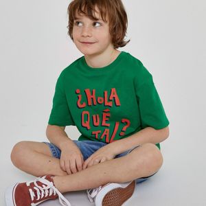 Bedrukt T-shirt met korte mouwen LA REDOUTE COLLECTIONS. Katoen materiaal. Maten 10 jaar - 138 cm. Groen kleur