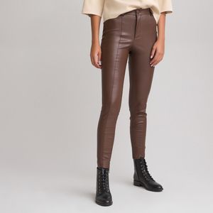 Tregging broek in simili LA REDOUTE COLLECTIONS. Polyester materiaal. Maten XS. Kastanje kleur