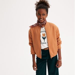 Sweater in molton met rits, sherpa voering LA REDOUTE COLLECTIONS. Molton materiaal. Maten 12 jaar - 150 cm. Kastanje kleur