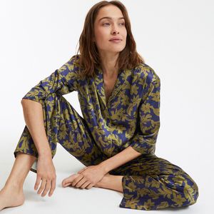 Satijnen pyjama met bloemenprint LA REDOUTE COLLECTIONS. Satijn materiaal. Maten 50 FR - 48 EU. Multicolor kleur