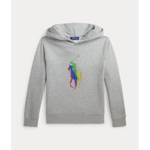 Hoodie Big Pony in molton POLO RALPH LAUREN. Geruwd molton materiaal. Maten S. Grijs kleur