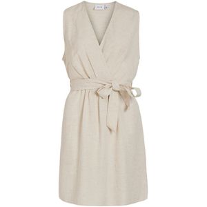 Mouwloze jurk, strikceintuur VILA. Viscose materiaal. Maten 38 FR - 36 EU. Beige kleur