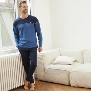 Bicolor pyjama met lange mouwen en ronde hals DODO. Katoen materiaal. Maten XXL. Blauw kleur