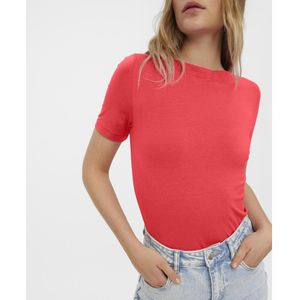 T-shirt met boothals en korte mouwen VERO MODA. Katoen materiaal. Maten M. Roze kleur