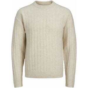 Rechte trui met ronde hals in patentsteek JACK & JONES. Polyester materiaal. Maten XS. Beige kleur