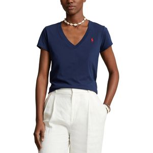 T-shirt met V-hals en korte mouwen, logo op de borst POLO RALPH LAUREN. Katoen materiaal. Maten XL. Blauw kleur