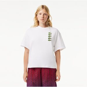 Bedrukt oversized T-shirt LACOSTE. Katoen materiaal. Maten 42 FR - 40 EU. Wit kleur