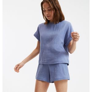 Pyjashort in tetra LA REDOUTE COLLECTIONS. Tetra materiaal. Maten 46 FR - 44 EU. Blauw kleur