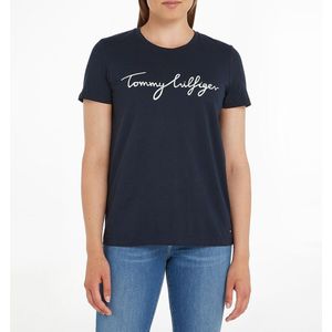 T-shirt in bio katoen met ronde hals en korte mouwen TOMMY HILFIGER. Bio katoen materiaal. Maten M. Blauw kleur