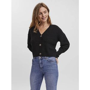 Kort gebreid vest met knoopsluiting VERO MODA. Acryl materiaal. Maten L. Zwart kleur