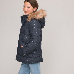 Donsjas met kap, sterrenprint LA REDOUTE COLLECTIONS. Katoen materiaal. Maten 4 jaar - 102 cm. Blauw kleur