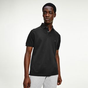 Rechte stretch polo, 2 knopen TOMMY HILFIGER. Katoen materiaal. Maten M. Zwart kleur