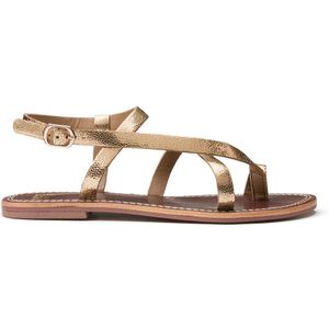 Leren sandalen met teenstukje LA REDOUTE COLLECTIONS. Leer materiaal. Maten 37. Goudkleur kleur