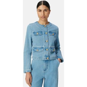 Denim jas met ronde kraag en lange mouwen IKKS. Katoen materiaal. Maten 38 FR - 36 EU. Blauw kleur