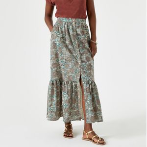 Wijd uitlopende, lange rok, bloemenprint ANNE WEYBURN. Katoen materiaal. Maten 50 FR - 48 EU. Multicolor kleur