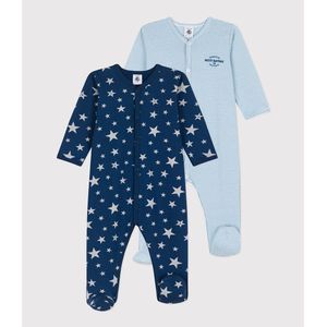 Set van 2 pyjama's PETIT BATEAU. Katoen materiaal. Maten 1 jaar - 74 cm. Blauw kleur