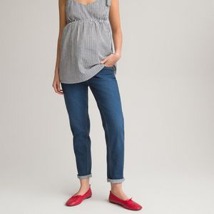 Boyfit jeans voor zwangerschap, bandeau in bio katoen LA REDOUTE COLLECTIONS. Katoen materiaal. Maten 38 FR - 36 EU. Blauw kleur