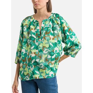 Bedrukte blouse met lange mouwen SEE U SOON. Viscose materiaal. Maten 1(S). Groen kleur