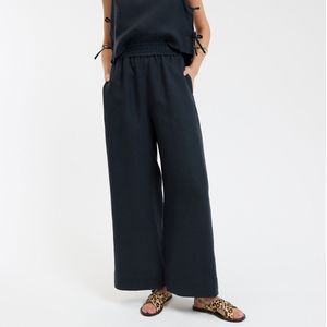 Wijde linnen broek, gemaakt in Frankrijk LA REDOUTE COLLECTIONS. Linnen materiaal. Maten 44 FR - 42 EU. Zwart kleur