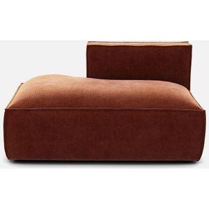 Loungebank, links, vintage fluweel, Seven LA REDOUTE INTERIEURS. Geribd fluweel materiaal. Maten linkerhoek. Kastanje kleur