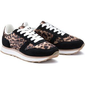 Running sneakers, retro, luipaardprint LA REDOUTE COLLECTIONS. Polyester materiaal. Maten 39. Zwart kleur