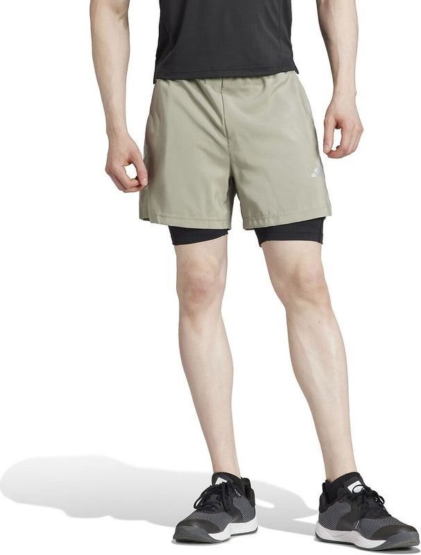 Short training gym 2 in 1 adidas Performance. Polyester materiaal. Maten XXL. Beige kleur