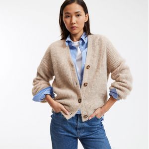 Vest met V-hals, mixed alpaca, Signature GILDAS LA REDOUTE COLLECTIONS. Alpaca materiaal. Maten XXL. Beige kleur