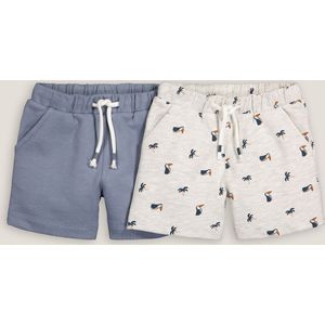 Set van 2 shorts in molton LA REDOUTE COLLECTIONS. Katoen materiaal. Maten 6 mnd - 67 cm. Blauw kleur