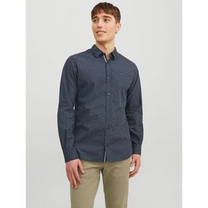 Effen hemd Rémy JACK & JONES. Katoen materiaal. Maten M. Blauw kleur