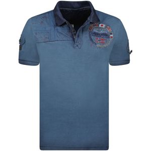 Polo met korte mouwen Kinflat GEOGRAPHICAL NORWAY. Katoen materiaal. Maten S. Blauw kleur