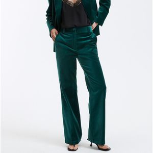 Flare broek in glad fluweel, Signature QUENTIN LA REDOUTE COLLECTIONS. Katoen materiaal. Maten 52 FR - 50 EU. Groen kleur