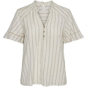 Gestreepte blouse met korte mouwen VERO MODA. Viscose materiaal. Maten L. Beige kleur