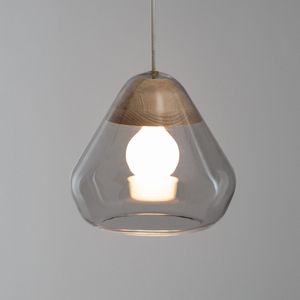Hanglamp in glas en hout Ø30 cm, Nasoa LA REDOUTE INTERIEURS. Licht hout materiaal. Maten één maat. Beige kleur