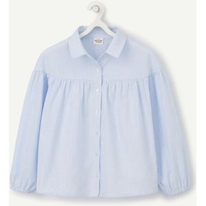 Gestreept hemd, blauw, glanzend TAPE A L'OEIL. Katoen materiaal. Maten 4 jaar - 102 cm. Blauw kleur