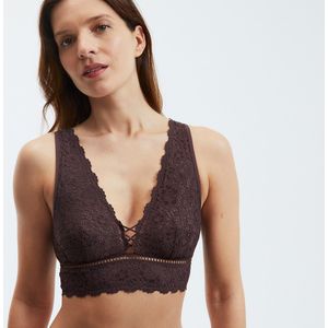 Bralette BH Signature, GIROFLE LA REDOUTE COLLECTIONS. Kant materiaal. Maten 85A FR - 70A EU. Kastanje kleur