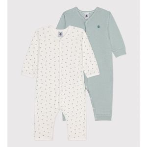 Set van 2 pyjama's in katoen PETIT BATEAU. Katoen materiaal. Maten 3 mnd - 60 cm. Groen kleur