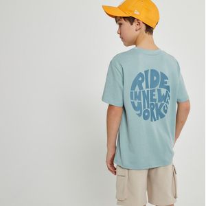Oversized T-shirt met ronde hals, motief op de rug LA REDOUTE COLLECTIONS. Katoen materiaal. Maten 6 jaar - 114 cm. Blauw kleur