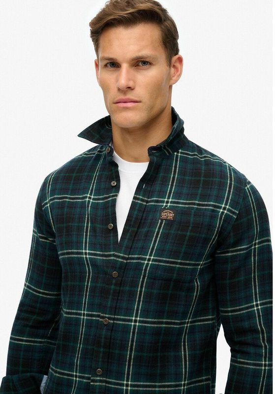 Houthakkershemd in katoen SUPERDRY. Katoen materiaal. Maten S. Groen kleur