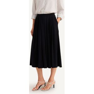 Wijde rok in tricot, halflang ANNE WEYBURN. Viscose materiaal. Maten 38 FR - 34 EU. Zwart kleur
