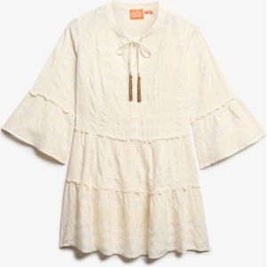 Korte kanten jurk Ibiza SUPERDRY. Katoen materiaal. Maten 38 FR - 36 EU. Beige kleur