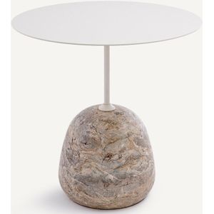 Marmeren en ijzeren metalen bijzettafel Ø60 cm Balastro AM.PM. Metaal materiaal. Maten één maat. Beige kleur