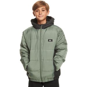 Donsjas met kap, gematelasseerd QUIKSILVER. Polyester materiaal. Maten 16 jaar - 174 cm. Groen kleur