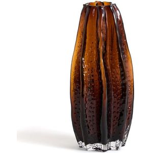 Vaas in getextureerd amberkleurig glas H29,5 cm, Yuvo LA REDOUTE INTERIEURS. Glas materiaal. Maten één maat. Kastanje kleur