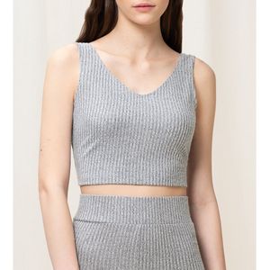 Crop top in recycled ribtricot Thermal TRIUMPH. Polyester materiaal. Maten L. Grijs kleur